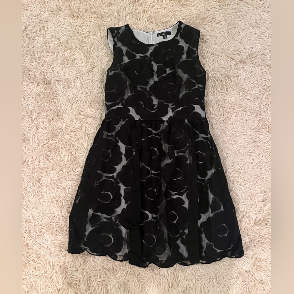C. Luce black flowered dress, size M
